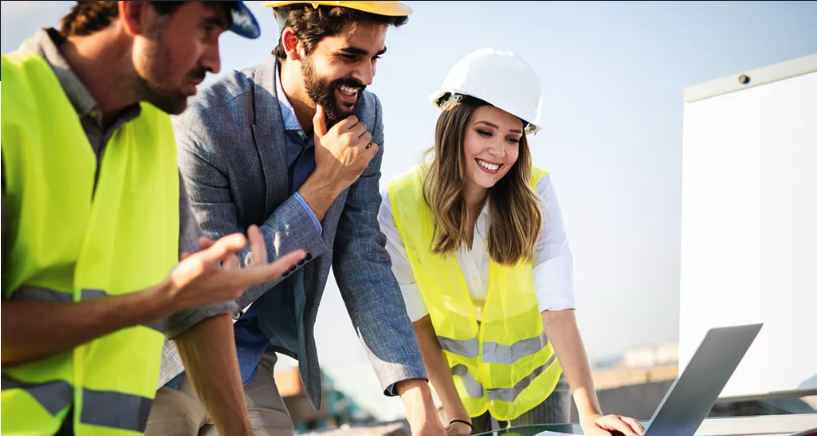 A construction team learning AI on the job.